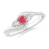 Angara Horizontally Set Three Stone Lab-grown Fancy Intense Pink Diamond Bypass Ring In White Gold/fancy Intense