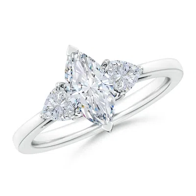 Angara Igi Certified Lab-grown Marquise And Trillion Diamond Three Stone Reverse Tapered Shank Engagement R In Metallic