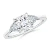 Angara Igi Certified Lab-grown Princess-cut And Trillion Diamond Three Stone Reverse Tapered Shank Engageme In White Gold/f-g