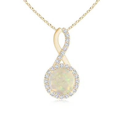 Angara Infinity Round Opal And Diamond Halo Pendant In Gold