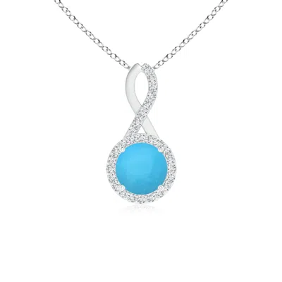 Angara Infinity Round Turquoise And Diamond Halo Pendant In Metallic
