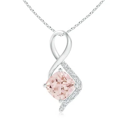 Angara Infinity Twist Morganite Pendant With Diamond Accents In Metallic