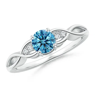 Angara Infinity Twist Round Lab-grown Fancy Intense Blue Diamond Promise Ring With Prong Set In Metallic