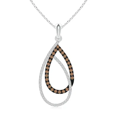 Angara Interlinked Brown And White Diamond Loop Drop Pendant In Metallic