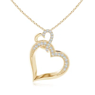 Angara Interlinked Diamond Tilted Heart Pendant In Gold