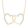 Angara Interlocking Diamond Twin Heart Necklace In Yellow Gold/g