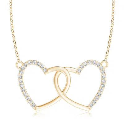 Angara Interlocking Diamond Twin Heart Necklace In Gold