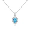 Angara Inverted Pear Lab-grown Fancy Intense Blue Diamond Necklace