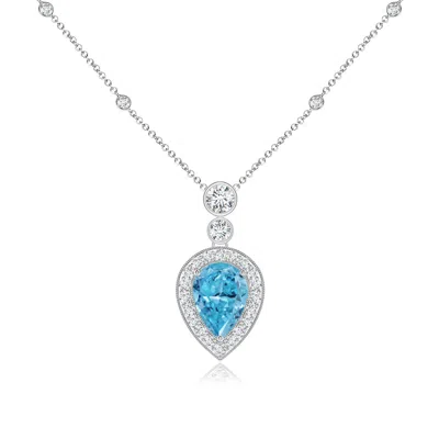 ANGARA Inverted Pear Fancy Intense Blue Diamond Necklace