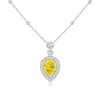 Angara Inverted Pear Fancy Intense Yellow Diamond Necklace In White Gold/fancy Intense