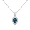 Angara Inverted Pear Lab-grown Alexandrite Necklace With Diamonds In White Gold/bluish Green Changing To Brownish Or Pinkish Purple