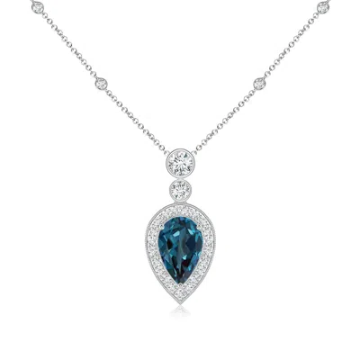 Angara Inverted Pear Lab-grown Alexandrite Necklace With Diamonds In Metallic
