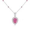 Angara Inverted Pear Pink Sapphire Necklace With Diamonds In White Gold/medium Pink