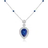 Angara Inverted Pear Sapphire Necklace With Diamonds In White Gold/medium To Rich Blue