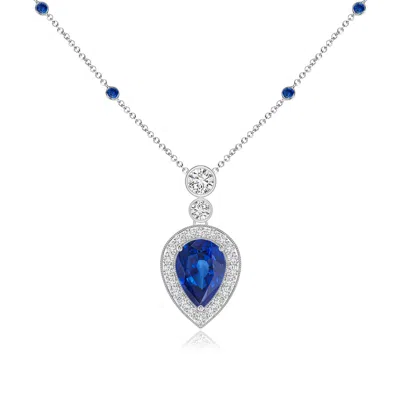 Angara Inverted Pear Sapphire Necklace With Diamonds In Black
