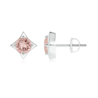 Angara Kite Framed Prong Set Round Morganite Stud Earrings In Metallic