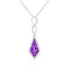 Angara Kite-shaped Step-cut Amethyst Infinity Pendant In White Gold/dark Purple