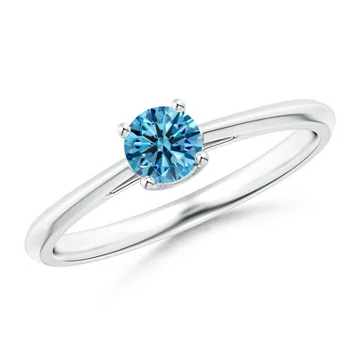 Angara Knife-edged Classic Round Fancy Intense Blue Diamond Solitaire Ring