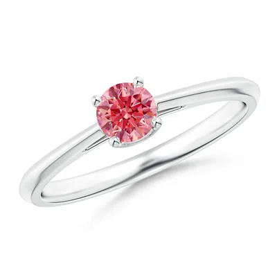 Angara Knife-edged Classic Round Fancy Intense Pink Diamond Solitaire Ring