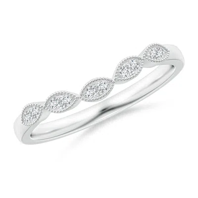 Angara Lab-grown Aeon Vintage Inspired Diamond Marquise Wedding Ring With Milgrain In Metallic