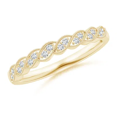 Angara Lab-grown Aeon Vintage Style Diamond Twisted Half Eternity Milgrain Wedding Ring In Gold