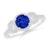 Angara Lab-grown Aeon Vintage Style Sapphire Halo Leaf & Vine Engagement Ring With Milgrain In White Gold/deep Rich Blue