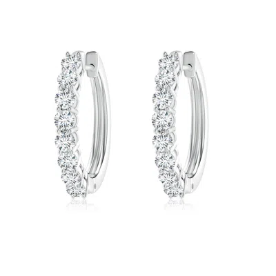 Angara Lab-grown Airline-set Diamond Hinged Hoop Earrings In Metallic