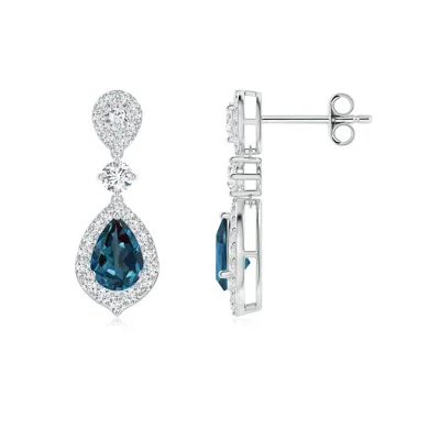 Angara Lab-grown Alexandrite And Diamond Halo Teardrop Earrings In Metallic
