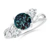 Angara Lab-grown Alexandrite And Diamond Twisted Vine Ring In White Gold/bluish Green Changing To Brownish Or Pinkish Purple