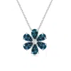 Angara Lab-grown Alexandrite Flower Cluster Pendant With Diamond In White Gold/bluish Green Changing To Brownish Or Pinkish Purple