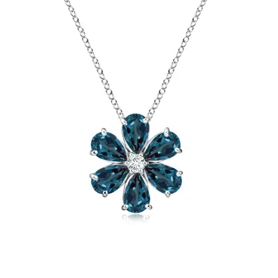 Angara Lab-grown Alexandrite Flower Cluster Pendant With Diamond In Blue