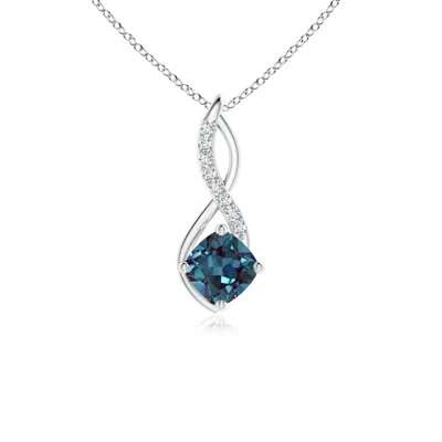Angara Lab-grown Alexandrite Infinity Pendant With Diamond Accents In Metallic