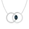 Angara Lab-grown Alexandrite Interlocking Circle Necklace With Diamonds In White Gold/bluish Green Changing To Brownish Or Pinkish Purple