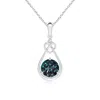 Angara Lab-grown Alexandrite Knotted Heart Pendant With Diamond In White Gold/bluish Green Changing To Brownish Or Pinkish Purple