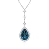 Angara Lab-grown Alexandrite Teardrop Pendant With Diamond Accents In White Gold/bluish Green Changing To Brownish Or Pinkish Purple