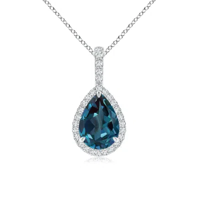 Angara Lab-grown Alexandrite Teardrop Pendant With Diamond Halo In Blue
