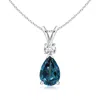 Angara Lab-grown Alexandrite Teardrop Pendant With Diamond In White Gold/bluish Green Changing To Brownish Or Pinkish Purple