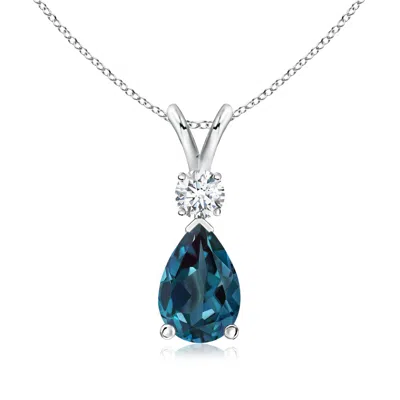 Angara Lab-grown Alexandrite Teardrop Pendant With Diamond In Metallic