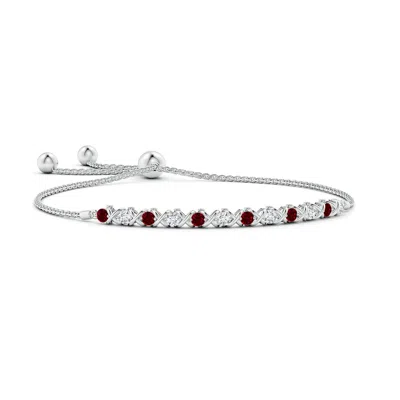 Angara Lab-grown Alternate Ruby And Diamond Xo Bolo Bracelet In Red