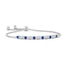 Angara Lab-grown Alternate Sapphire And Diamond Xo Bolo Bracelet In White Gold/deep Rich Blue