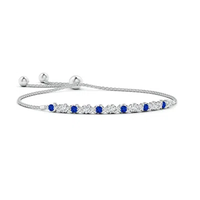 Angara Lab-grown Alternate Sapphire And Diamond Xo Bolo Bracelet In Blue