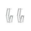 Angara Lab-grown Alternating Diamond Hexagonal Double Hoop Earrings In White Gold/f-g