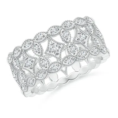 Angara Lab-grown Art Deco Inspired Filigree Diamond Wedding Ring In Metallic
