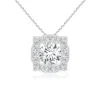 Angara Lab-grown Art Deco Inspired Round Diamond Halo Solitaire Pendant In White Gold/f-g