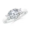 Angara Lab-grown Asscher-cut And Trapezoid Diamond Three Stone Engagement Ring In White Gold/f-g