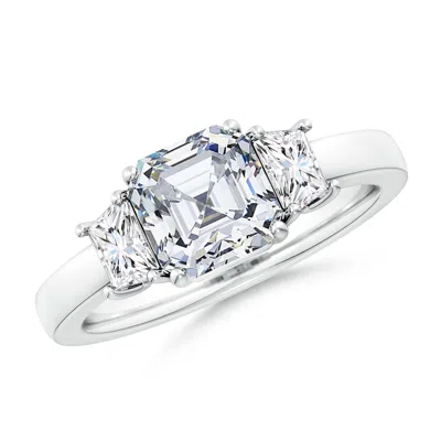 Angara Lab-grown Asscher-cut And Trapezoid Diamond Three Stone Engagement Ring In Metallic