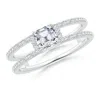 Angara Lab-grown Asscher Diamond Parallel Split Shank Ring In White Gold/f-g