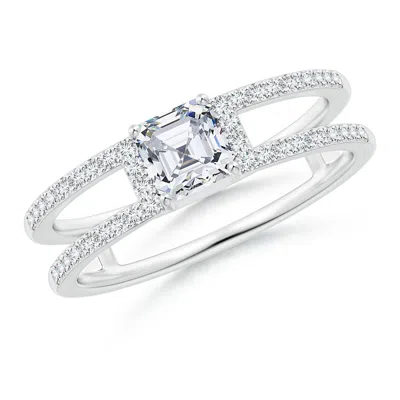 Angara Lab-grown Asscher Diamond Parallel Split Shank Ring In Metallic