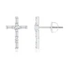 Angara Lab-grown Bar-set Baguette Diamond Cross Stud Earrings In White Gold/f-g