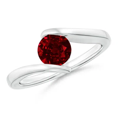 Angara Lab-grown Bar-set Solitaire Round Ruby Bypass Ring In Metallic